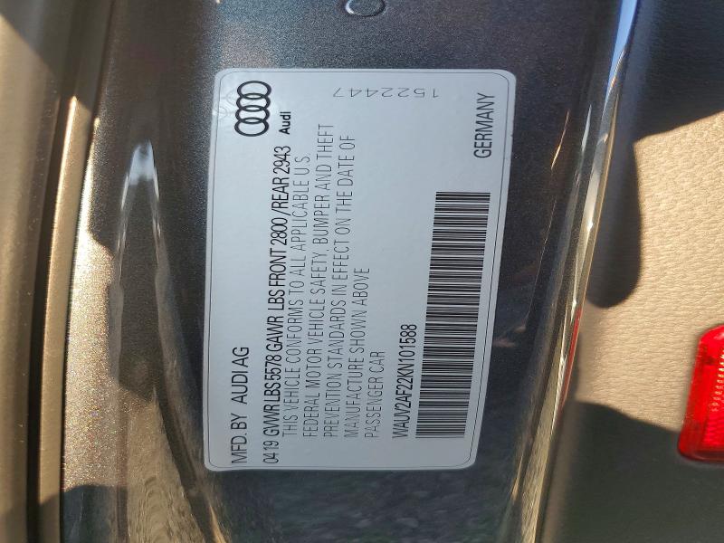 2019 Audi A7 მანქანა იყიდება აუქციონზე, vin: WAUV2AF22KN101588, აუქციონის ნომერი: 63148626
