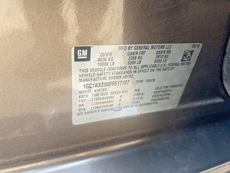 62004076 :رقم المزاد ، 1GC1KXE88FF617187 vin ، 2015 Chevrolet Silverado مزاد بيع