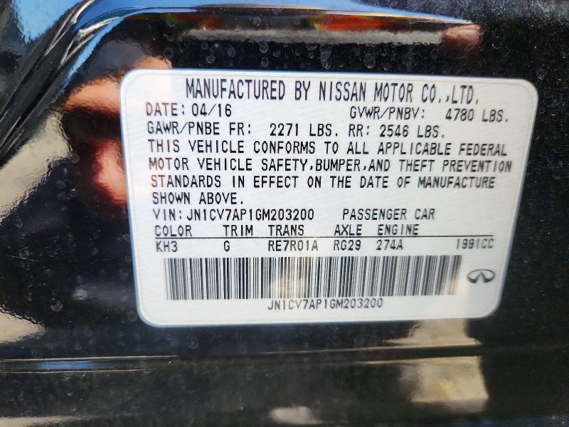 61048506 :رقم المزاد ، JN1CV7AP1GM203200 vin ، 2016 Infiniti Q50 مزاد بيع