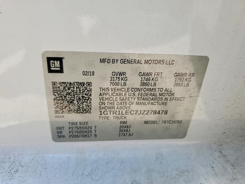 Aukcja sprzedaży 2018 Gmc Sierra, vin: 1GTR1LEC7JZ278478, numer aukcji: 58987986