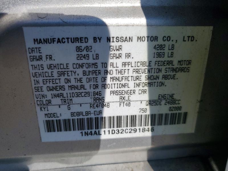Продаж на аукціоні авто 2002 Nissan Altima, vin: 1N4AL11D32C291846, номер лоту: 60225316
