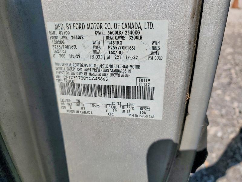 Продаж на аукціоні авто 2000 Ford F-150, vin: 2FTZF1728YCA45663, номер лоту: 60152186