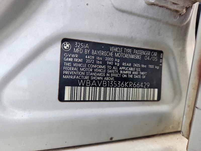 Продаж на аукціоні авто 2006 Bmw 325, vin: WBAVB13536KR66429, номер лоту: 62004956