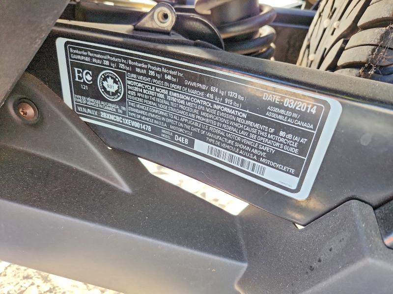 Aukcja sprzedaży 2014 Can-am Spyder Roadster, vin: 2BXNCBC1XEV001478, numer aukcji: 59241226