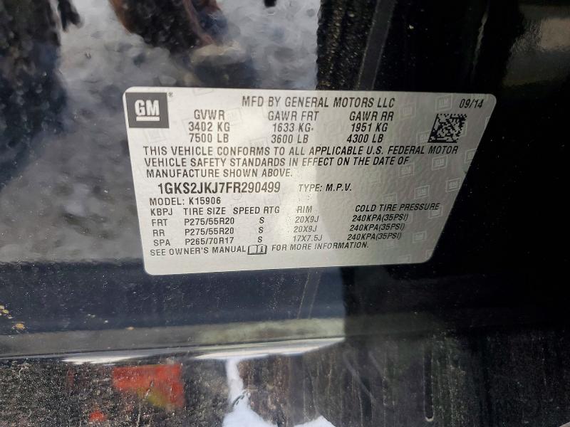 59577256 :رقم المزاد ، 1GKS2JKJ7FR290499 vin ، 2015 Gmc Yukon Xl مزاد بيع