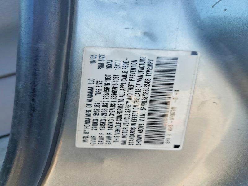 Aukcja sprzedaży 2006 Honda Odyssey, vin: 5FNRL38736B032436, numer aukcji: 62762306