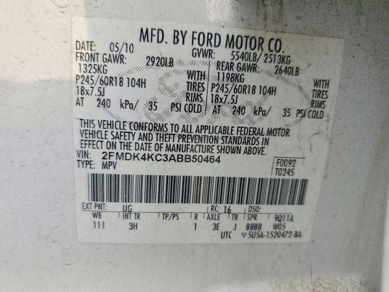 Auction sale of the 2010 Ford Edge, vin: 2FMDK4KC3ABB50464, lot number: 60923706