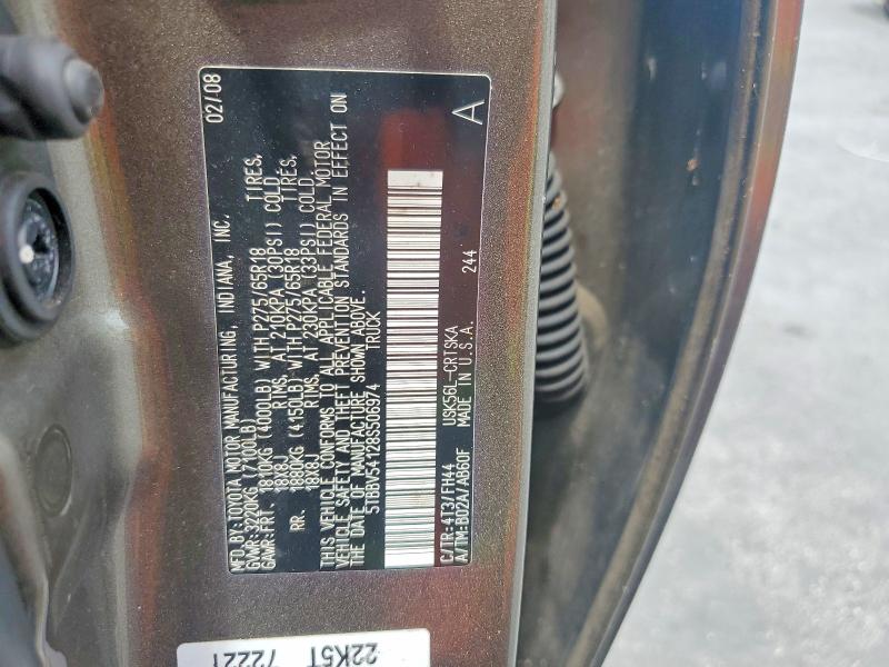 Auction sale of the 2008 Toyota Tundra, vin: 5TBBV54128S506974, lot number: 61908626