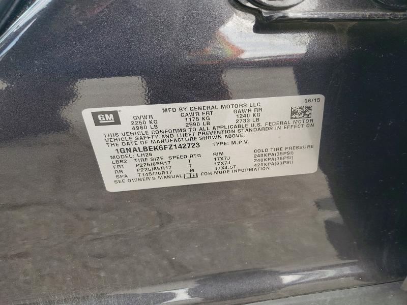 Продажа на аукционе авто 2015 Chevrolet Equinox, vin: 1GNALBEK6FZ142723, номер лота: 61815076