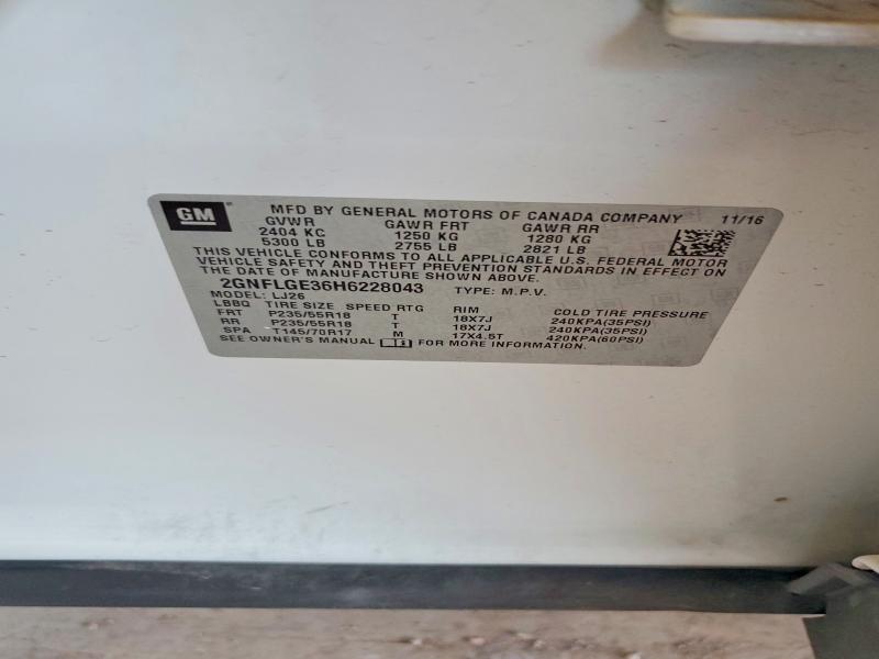 2017 Chevrolet Equinox მანქანა იყიდება აუქციონზე, vin: 2GNFLGE36H6228043, აუქციონის ნომერი: 62299436