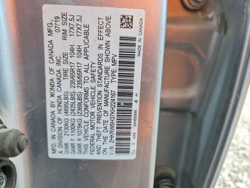Aukcja sprzedaży 2019 Honda Cr-v, vin: 2HKRW6H37KH224167, numer aukcji: 59806956