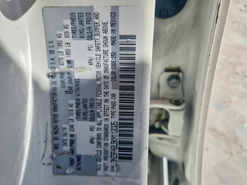 62488816 :رقم المزاد ، 3MZBPABL6KM112025 vin ، 2019 Mazda 3 مزاد بيع