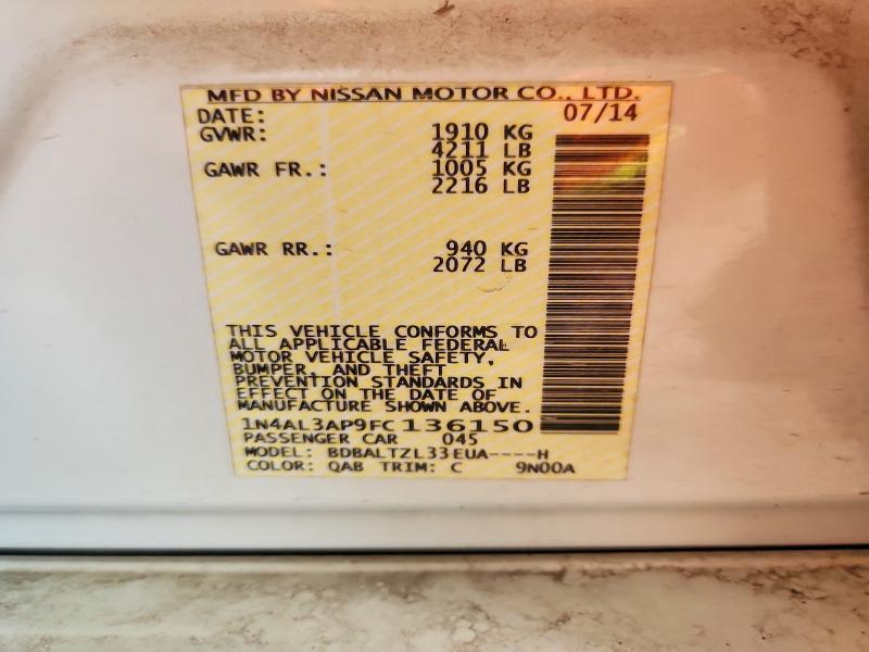 2015 Nissan Altima მანქანა იყიდება აუქციონზე, vin: 1N4AL3AP9FC136150, აუქციონის ნომერი: 59628776