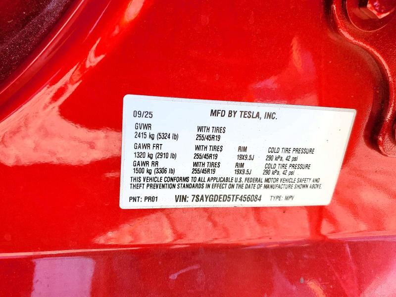 Продажа на аукционе авто 2026 Tesla Model Y, vin: 7SAYGDED5TF456084, номер лота: 62903976