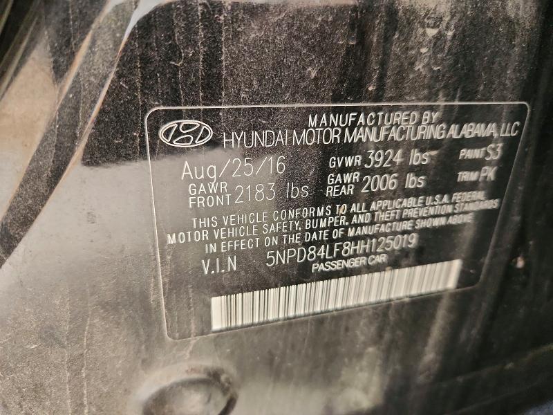 Продаж на аукціоні авто 2017 Hyundai Elantra, vin: 5NPD84LF8HH125019, номер лоту: 62899106