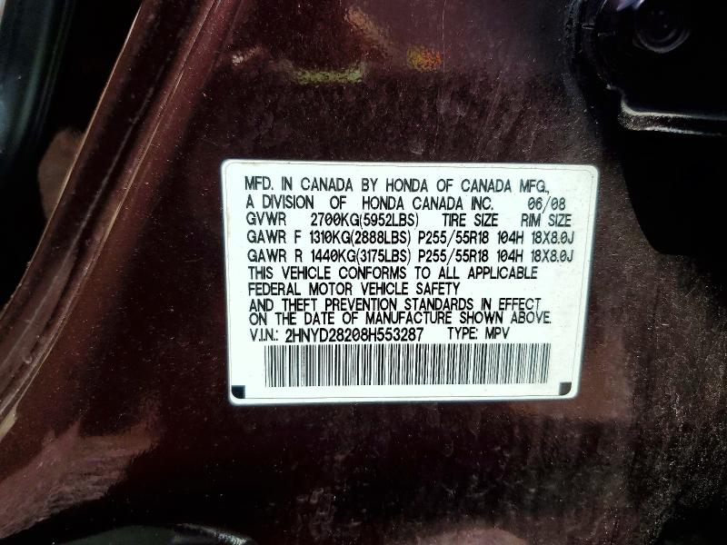 Продажа на аукционе авто 2008 Acura Mdx, vin: 2HNYD28208H553287, номер лота: 61899196