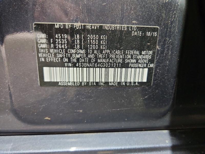 Продажа на аукционе авто 2016 Subaru Legacy, vin: 4S3BNAF64G3021311, номер лота: 62930886