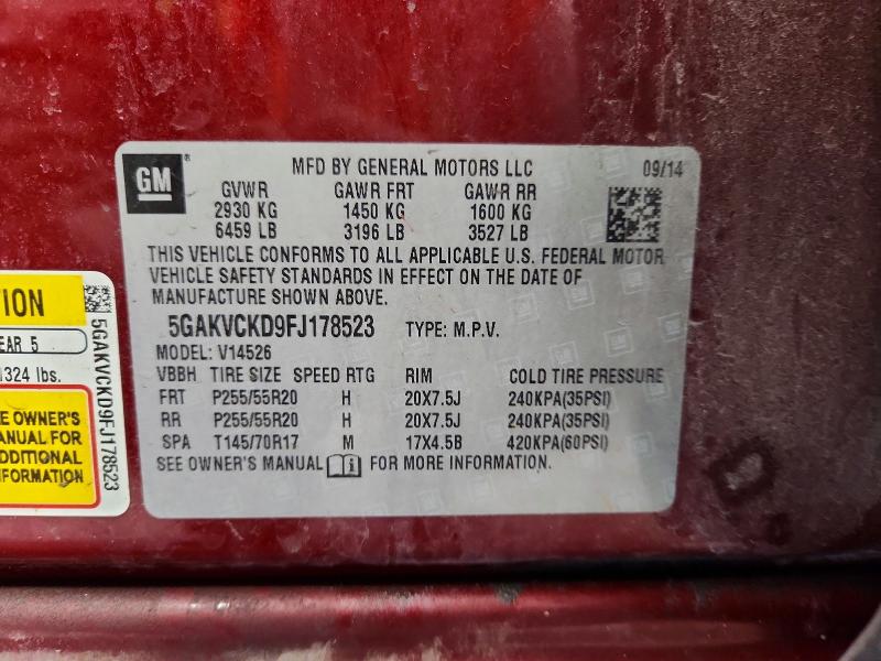 Aukcja sprzedaży 2015 Buick Enclave, vin: 5GAKVCKD9FJ178523, numer aukcji: 62538926