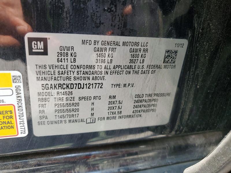 2013 Buick Enclave მანქანა იყიდება აუქციონზე, vin: 5GAKRCKD7DJ121772, აუქციონის ნომერი: 60622416