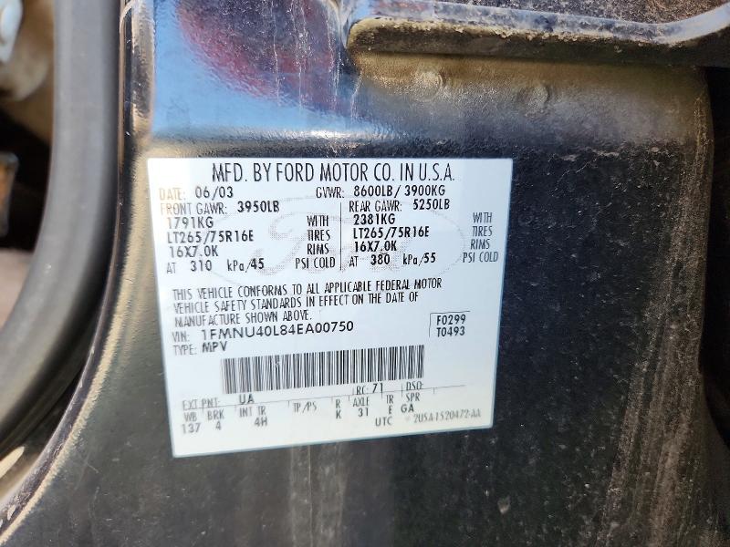Auction sale of the 2004 Ford Excursion, vin: 1FMNU40L84EA00750, lot number: 62888006