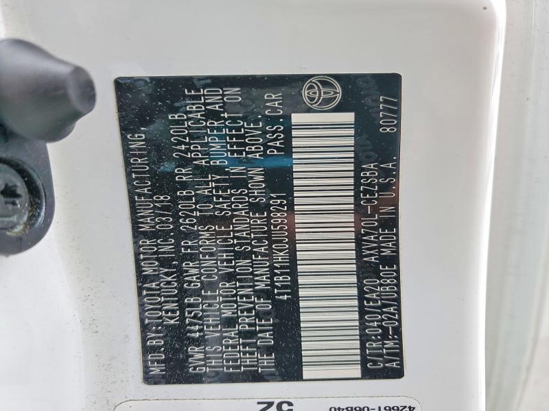 2018 Toyota Camry მანქანა იყიდება აუქციონზე, vin: 4T1B11HK0JU598291, აუქციონის ნომერი: 57431966