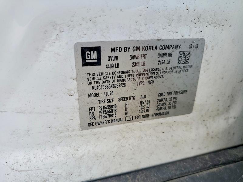 Aukcja sprzedaży 2019 Buick Encore, vin: KL4CJESB6KB767228, numer aukcji: 60846796