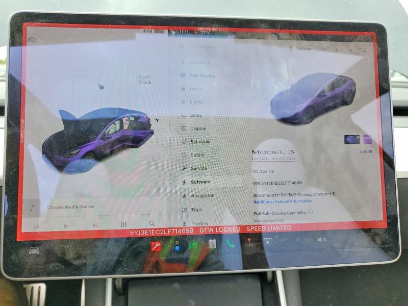 61539206 :رقم المزاد ، 5YJ3E1EC2LF714659 vin ، 2020 Tesla Model 3 مزاد بيع