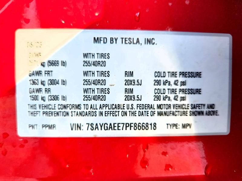 Продажа на аукционе авто 2023 Tesla Model Y, vin: 7SAYGAEE7PF866818, номер лота: 59139496