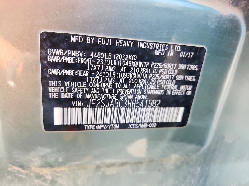 2017 Subaru Forester მანქანა იყიდება აუქციონზე, vin: JF2SJABC3HH541982, აუქციონის ნომერი: 59698586