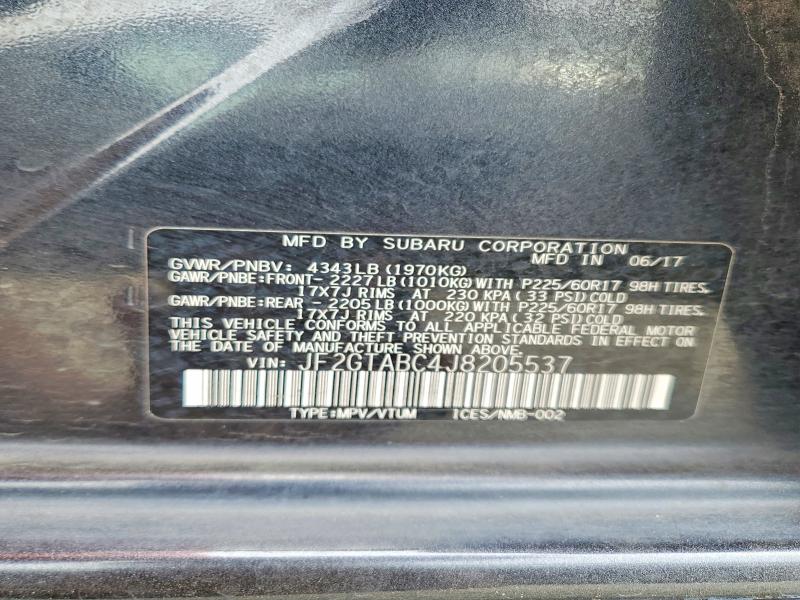 Aukcja sprzedaży 2018 Subaru Crosstrek, vin: JF2GTABC4J8205537, numer aukcji: 61618536