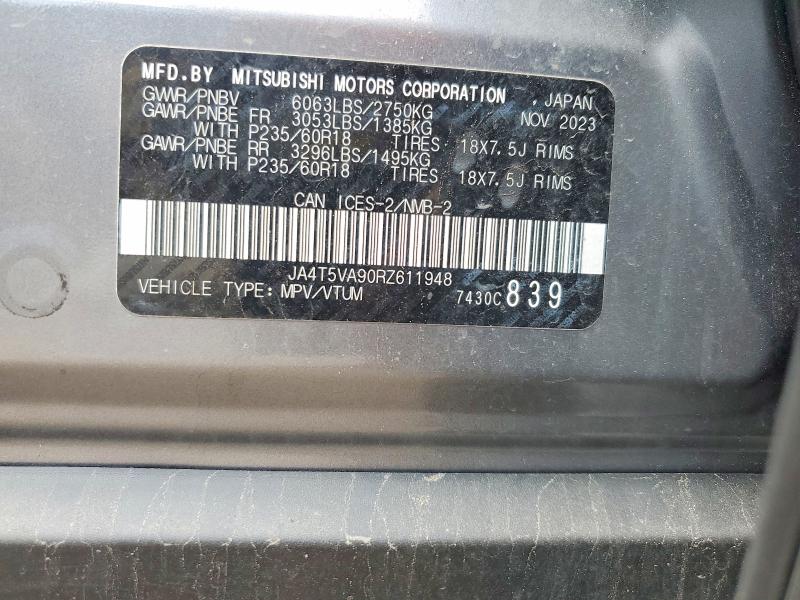 2024 Mitsubishi Outlander მანქანა იყიდება აუქციონზე, vin: JA4T5VA90RZ611948, აუქციონის ნომერი: 60564576