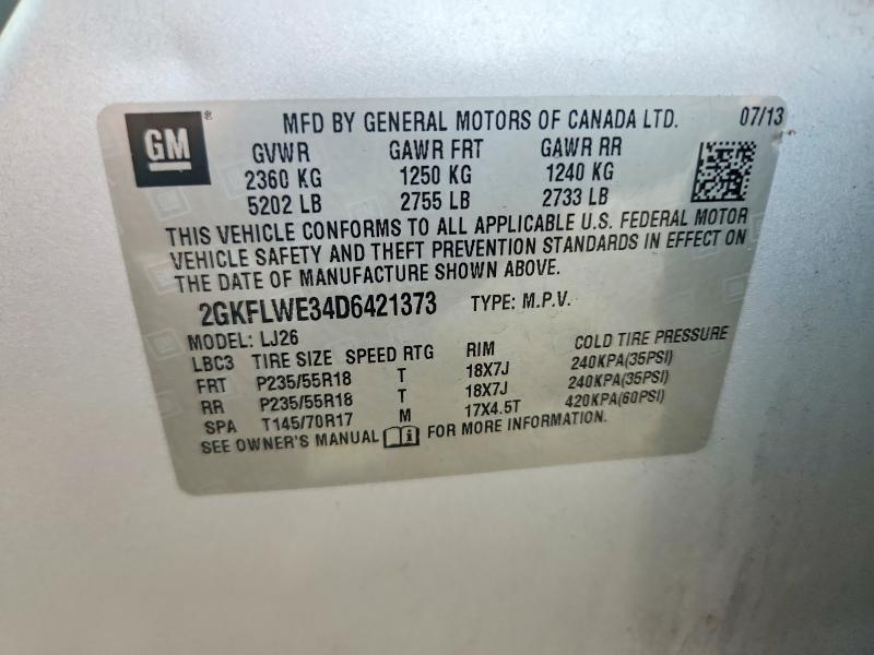 Aukcja sprzedaży 2013 Gmc Terrain, vin: 2GKFLWE34D6421373, numer aukcji: 59845376