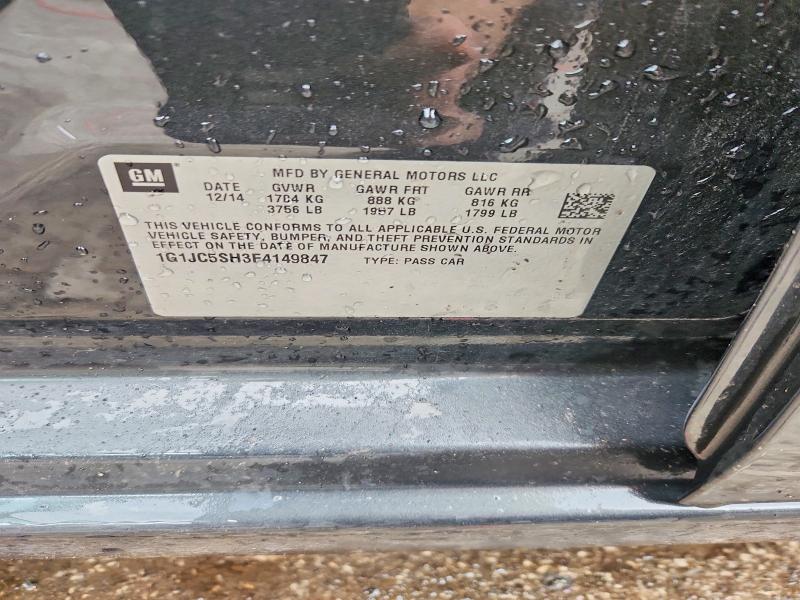 2015 Chevrolet Sonic მანქანა იყიდება აუქციონზე, vin: 1G1JC5SH3F4149847, აუქციონის ნომერი: 62109486