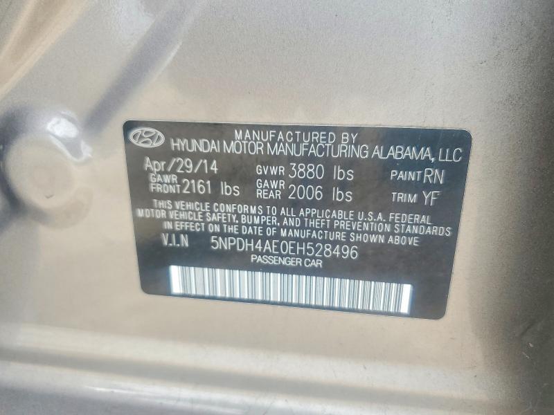 Продаж на аукціоні авто 2014 Hyundai Elantra, vin: 5NPDH4AE0EH528496, номер лоту: 60435106