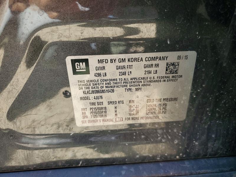Продажа на аукционе авто 2016 Buick Encore, vin: KL4CJBSB6GB516439, номер лота: 61773566