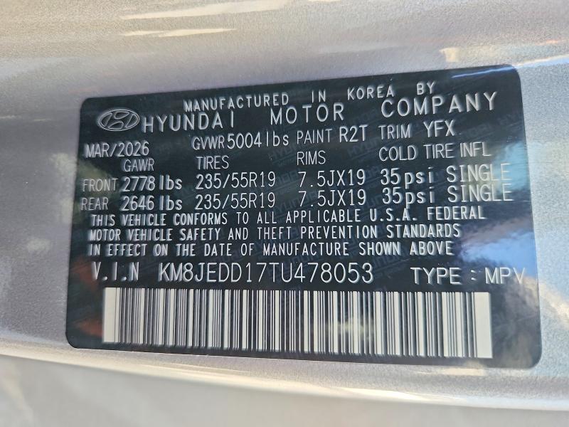 59917526 :رقم المزاد ، KM8JEDD17TU478053 vin ، 2026 Hyundai Tucson Hybrid مزاد بيع