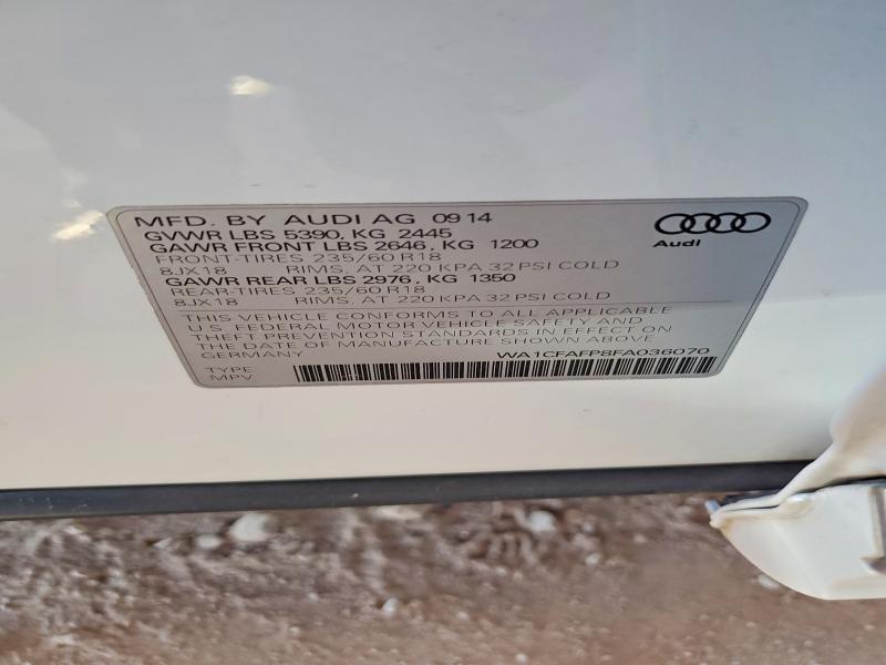 Aukcja sprzedaży 2015 Audi Q5, vin: WA1CFAFP8FA036070, numer aukcji: 58058686