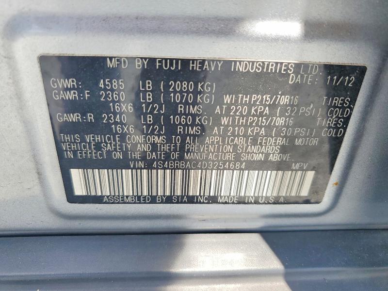 Aukcja sprzedaży 2013 Subaru Outback, vin: 4S4BRBAC4D3254684, numer aukcji: 60192026