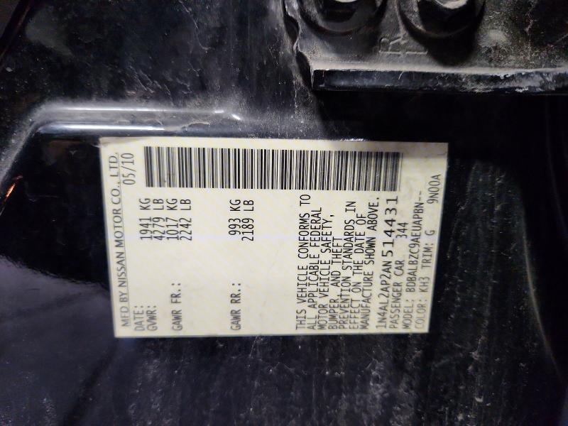 Aukcja sprzedaży 2010 Nissan Altima, vin: 1N4AL2AP2AN514431, numer aukcji: 62049776