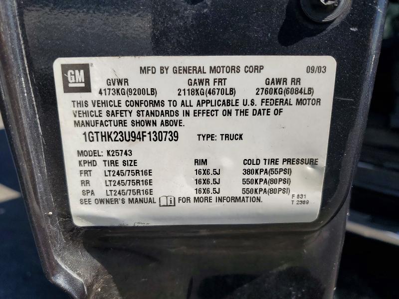 60978446 :رقم المزاد ، 1GTHK23U94F130739 vin ، 2004 Gmc Sierra مزاد بيع
