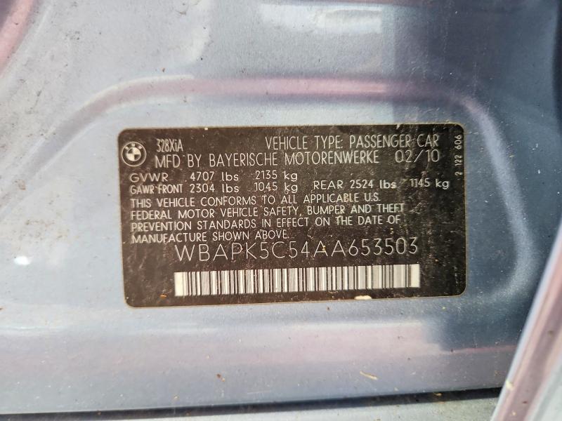 2010 Bmw 328 მანქანა იყიდება აუქციონზე, vin: WBAPK5C54AA653503, აუქციონის ნომერი: 63041486
