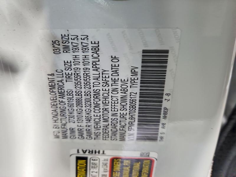 2025 Honda Odyssey მანქანა იყიდება აუქციონზე, vin: 5FNRL6H70SB056172, აუქციონის ნომერი: 65573166