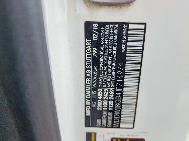 60623906 :رقم المزاد ، WDDWJ8GB4JF714974 vin ، 2018 Mercedes-benz C مزاد بيع