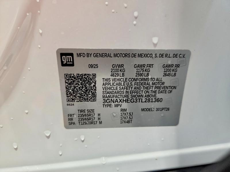 59688646 :رقم المزاد ، 3GNAXHEG3TL281360 vin ، 2026 Chevrolet Equinox مزاد بيع