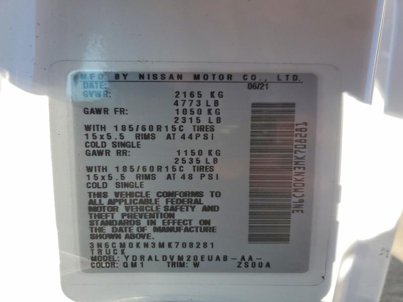 Aukcja sprzedaży 2021 Nissan Nv200, vin: 3N6CM0KN3MK708281, numer aukcji: 60219076