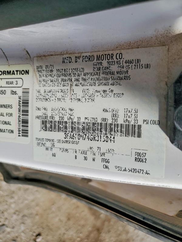 Продажа на аукционе авто 2016 Ford Fusion, vin: 3FA6P0H74GR315844, номер лота: 59873746