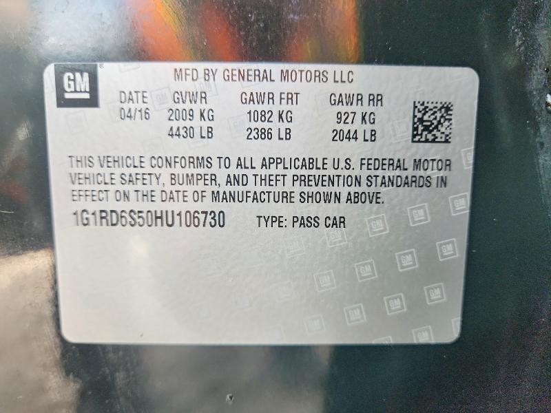 60635196 :رقم المزاد ، 1G1RD6S50HU106730 vin ، 2017 Chevrolet Volt مزاد بيع