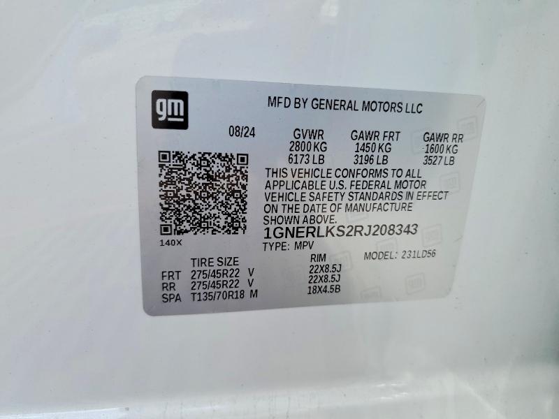 2024 Chevrolet Traverse მანქანა იყიდება აუქციონზე, vin: 1GNERLKS2RJ208343, აუქციონის ნომერი: 59362926