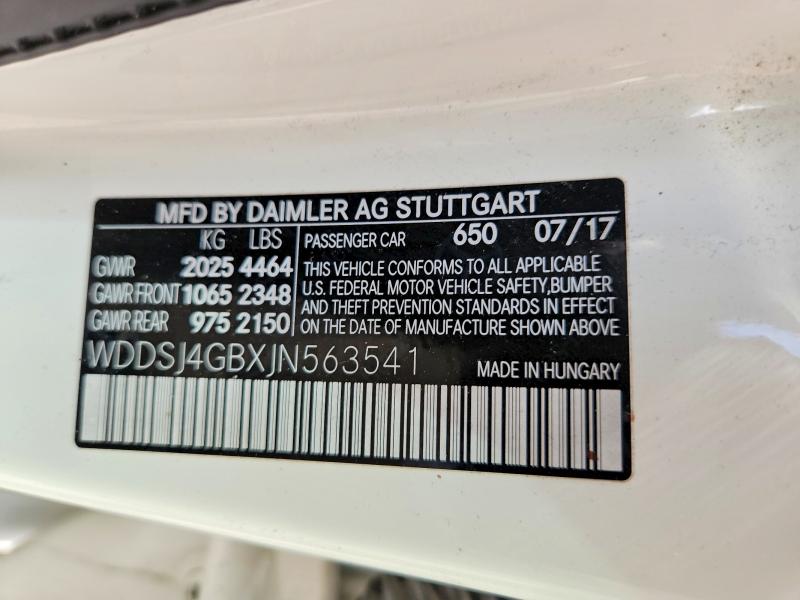 Aukcja sprzedaży 2018 Mercedes-benz Cla, vin: WDDSJ4GBXJN563541, numer aukcji: 62695096