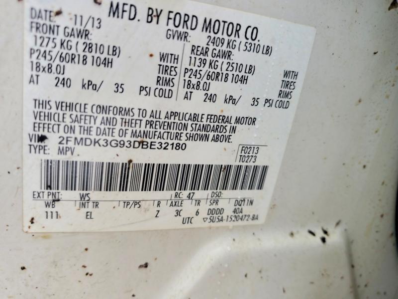 Продажа на аукционе авто 2013 Ford Edge, vin: 2FMDK3G93DBE32180, номер лота: 59796036